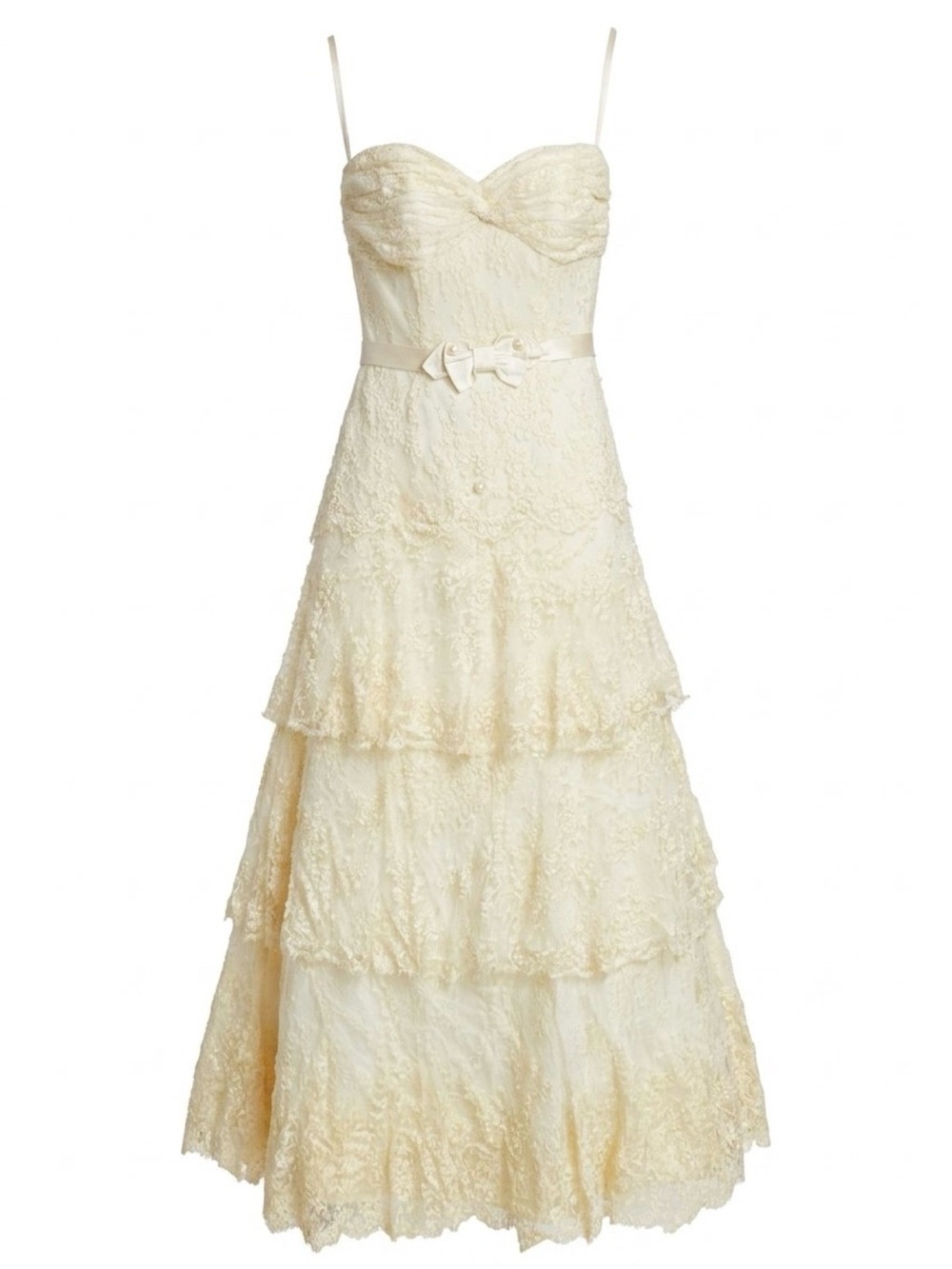 Melissa Sweet Size 4 Tiered Lace Strapless Wedding Gown — Pristine Box-Preserved